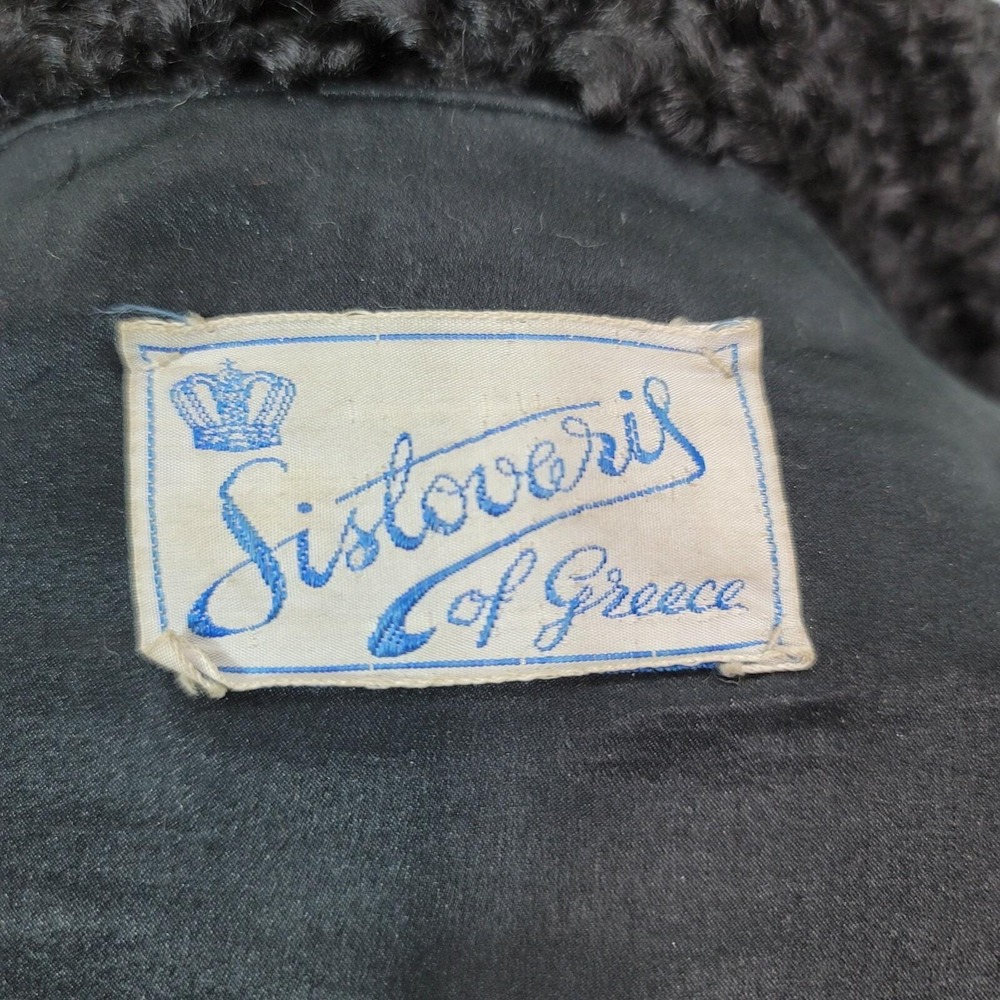 Vintage 50s Sistoveris of Greece Black Persian Lamb Fur Jacket Boxy Short Coat - Picture 12 of 12